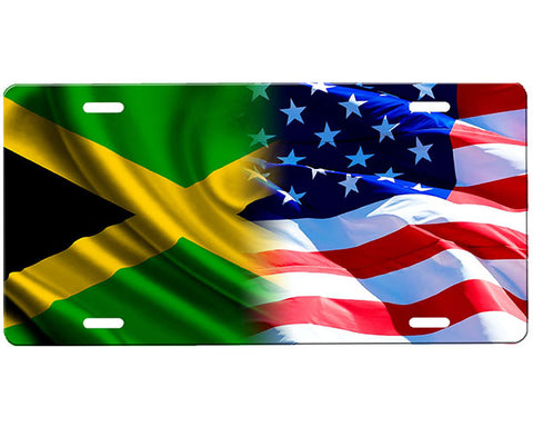 Jamaican Flag/American Flag License Plate