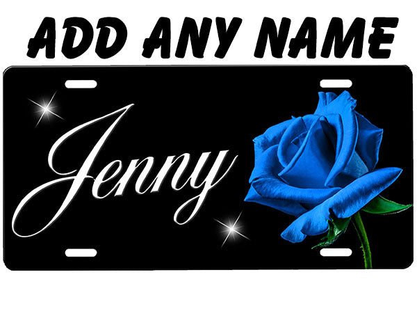 Blue Rose License Plate