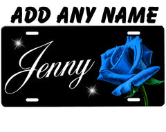 Blue Rose License Plate