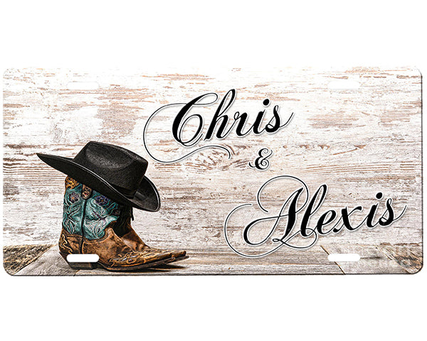 Cowboy Boots and Hat License Plate