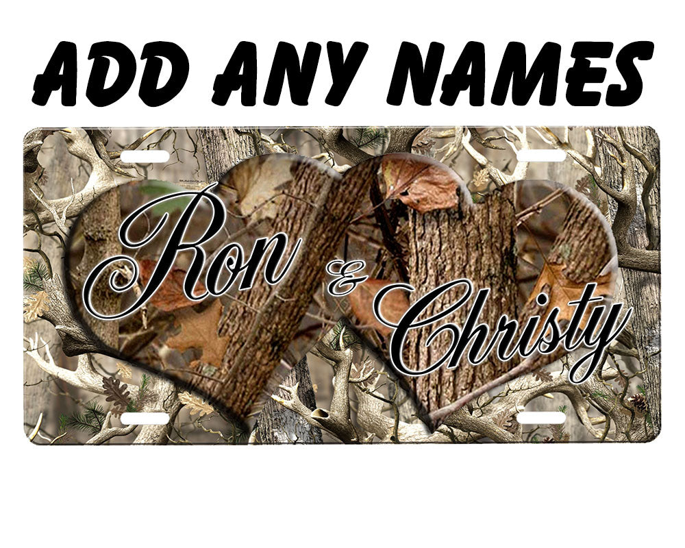Camouflage Hearts License Plate
