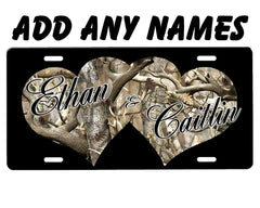 Camouflage Hearts License Plate