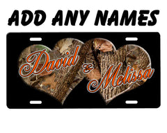 Camouflage Hearts License Plate