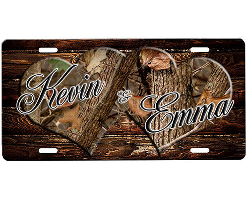 Camouflage Hearts License Plate