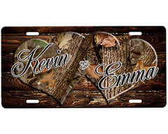 Camouflage Hearts License Plate