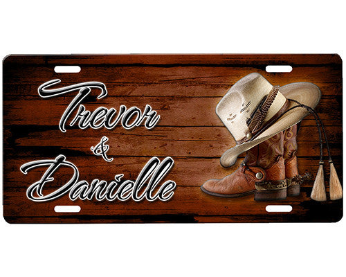 Cowboy Boots and Hat License Plate