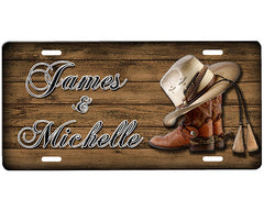 Cowboy Boots and Hat License Plate