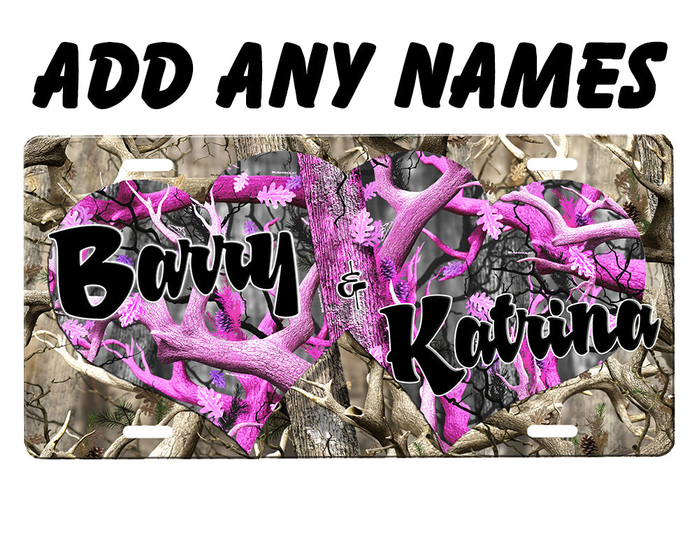Camouflage Hearts License Plate