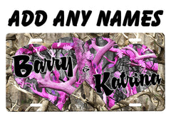 Camouflage Hearts License Plate