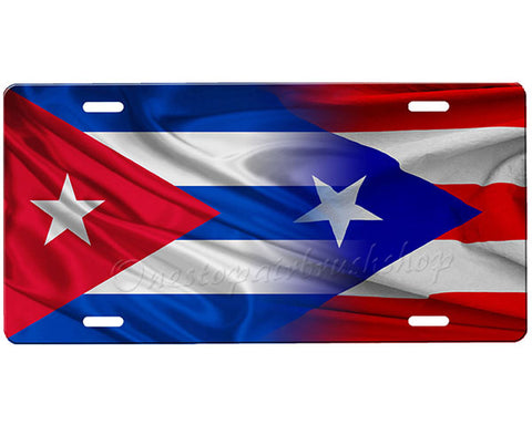 Cuban Flag/ Puerto Rican Flag License Plate