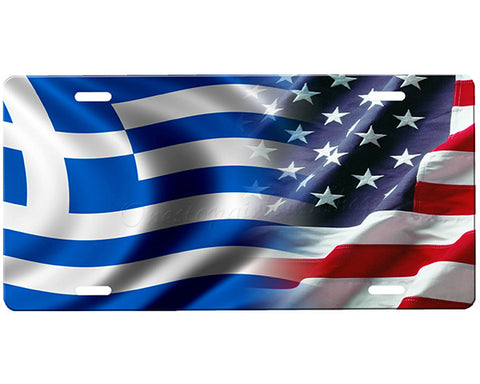 Greek Flag/American Flag License Plate