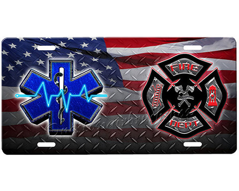 House Divided License Plate-Firefighter/EMT License Plate