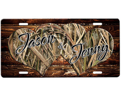 Camouflage Hearts License Plate