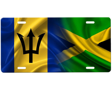 Jamaican Flag/Barbados Flag License Plate