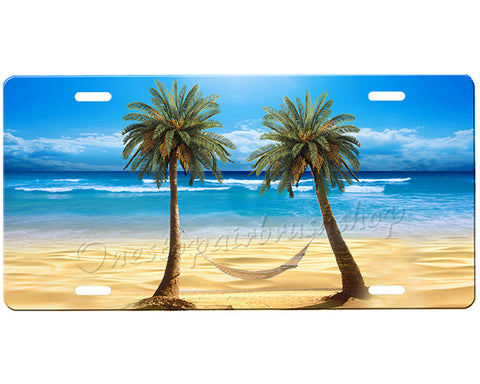 Palm Trees and Hammock License Plate