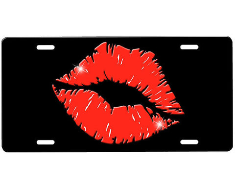 Red Lips License Plate