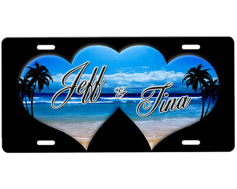 Beach Hearts License Plate
