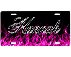 Pink Flames License Plate