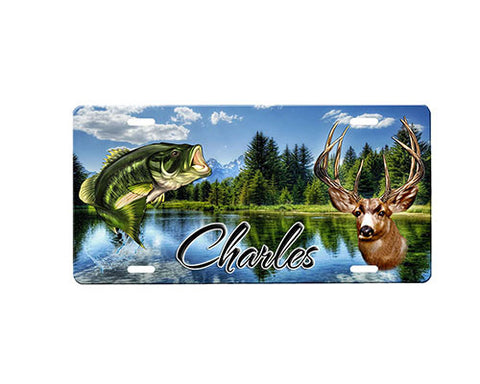 Bass and Deer License Plate