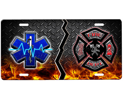 House Divided License Plate-Firefighter/EMT License Plate