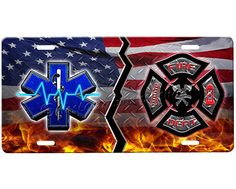 House Divided License Plate-Firefighter/EMT License Plate